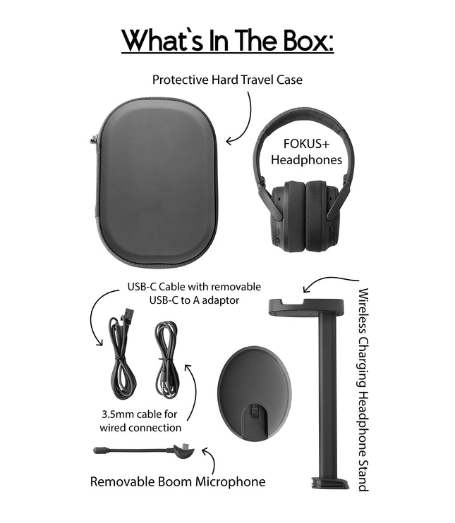 Fokus+ ANC Headphones with Wireless Charging Stand