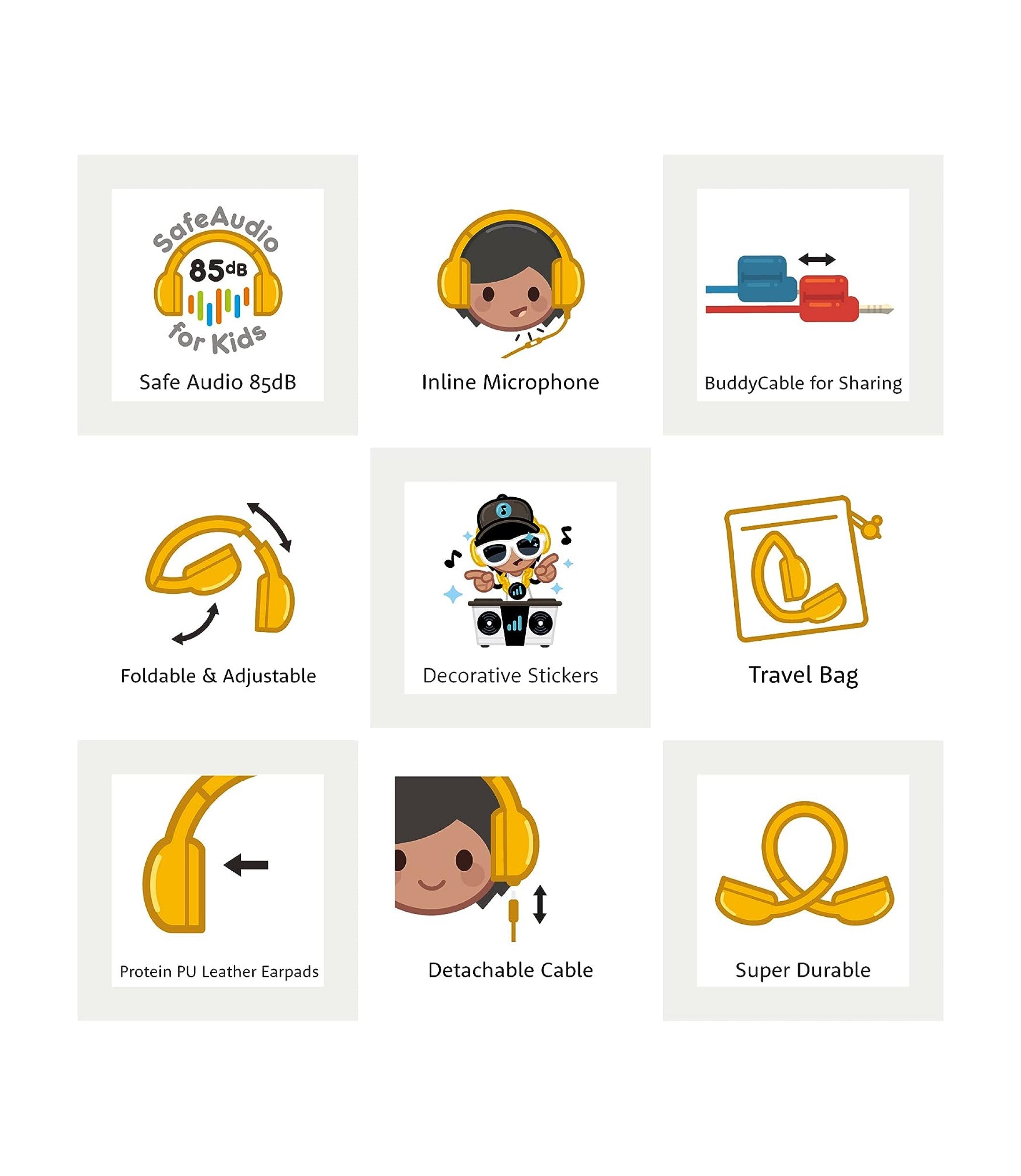 ONANOFF® BuddyPhones Explore+ | Safe Wired Kids’ Headphones for School ...