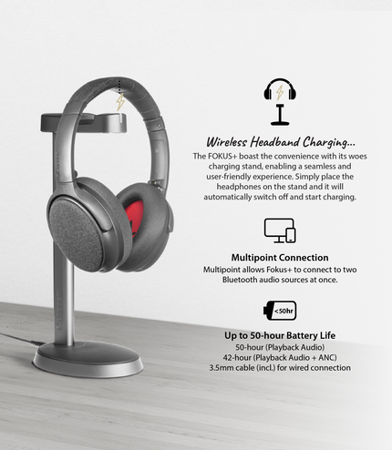 Fokus+ ANC Headphones with Wireless Charging Stand