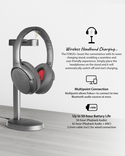 Fokus+ ANC Headphones with Wireless Charging Stand